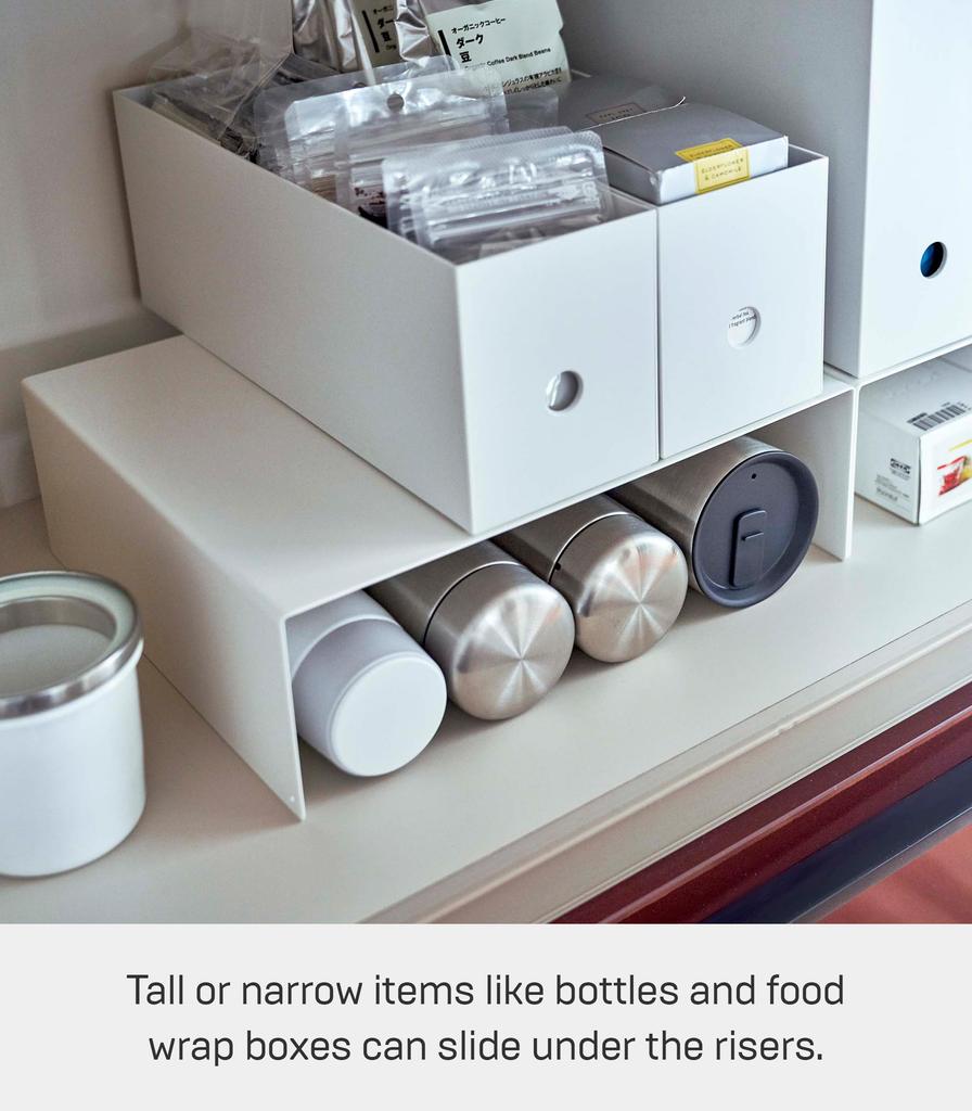Yamazaki Jitsugyo 5566 Lower Storage Box Storage Set of Approximately Effectively Utilizes Dead Gap Storage Rack, 2, White, W31XD27XH10cm, Space,