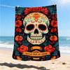 1pc Sugar Skull Decor Throw Blanket Polyester Fiber, Lightweight Flannel, Soft & Warm, All Season Use for Outdoor, Camping Digital Print