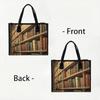 Vintage Library Book Shelf Print Tote Bag Casual Large Capacity Daily Shoulder Bag for Book Lovers