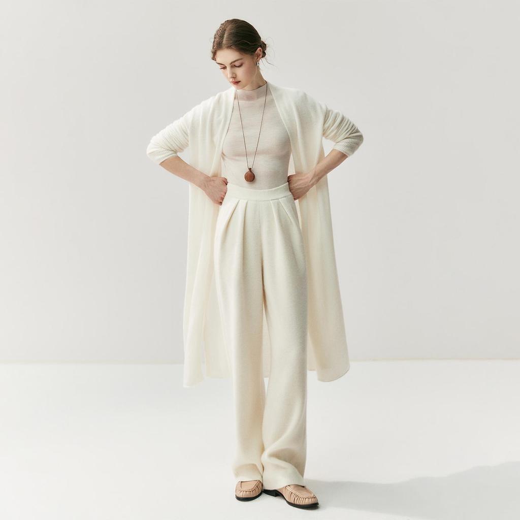 Women's Lightweight Baby-Grade Cashmere Cardigan - White Shawl Knit Jacket, Soft and Cozy for Autumn and Winter