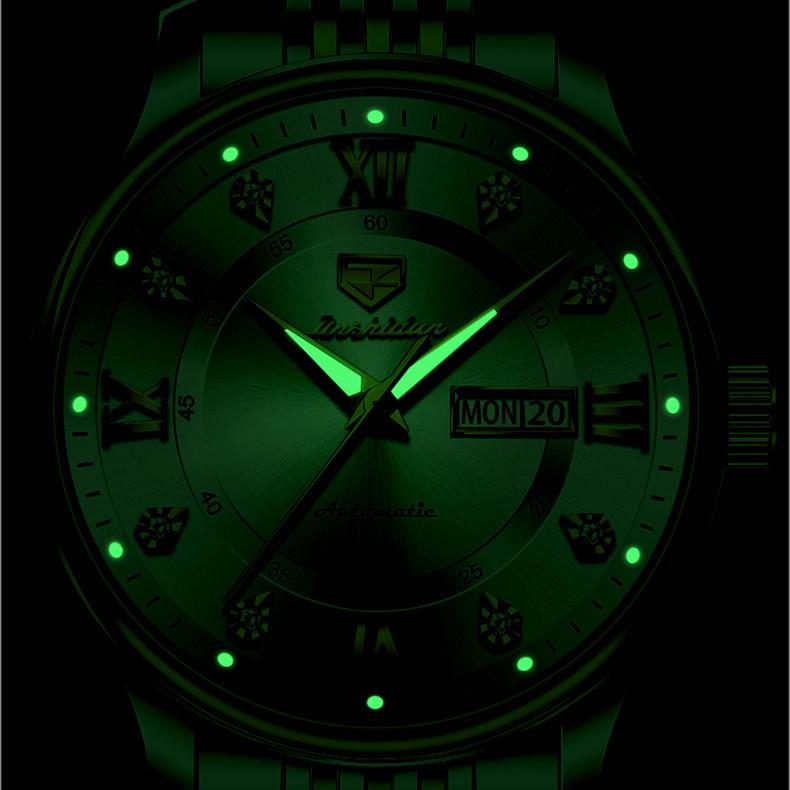 JINSHIDUN Nové pánské hodinky pro podnikání a volný čas Dual Calendar Plně automatické mechanické hodinky Intarzované pánské hodinky nejvyšší třídy