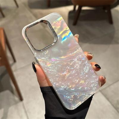 Custodia per telefono con conchiglia da sogno colorata e glitterata di lusso per iPhone 16 15 11 12 13 14 Pro Max, custodia trasparente lucida e liscia