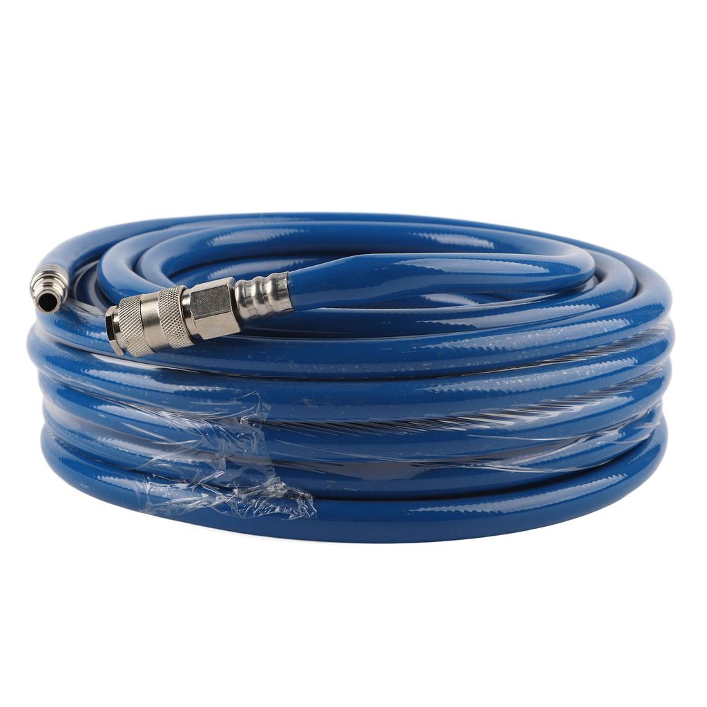 Pneumatischer PVC-Schlauch Luftleitungsschlauch 15M Blau Flexibler Pneumatischer PVC-Schlauch mit Schnellkupplung für Luftkompressor Pneumatischer Luftschlauch