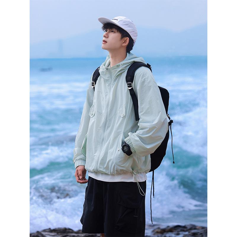 

WASSUP Unisex 2024 Summer Ice Silk Lightweight UV Protection Hooded Jacket 2XL fits 145-160 jin світло-зелений колір