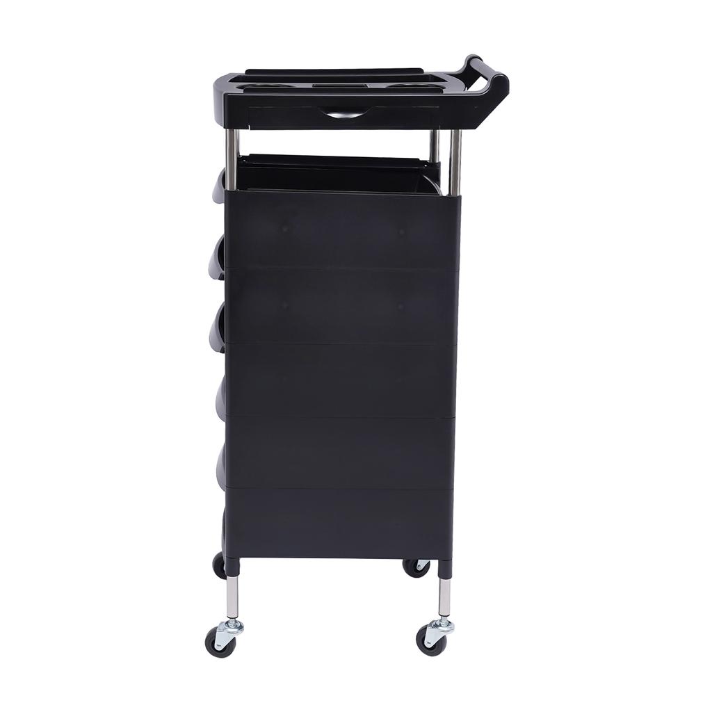 Salon Trolley with Handle and Rolling Wheels, 5 Drawers and 2 Hair Dryer Holder Side Tray, Professional Barber Luxury Spa Chair