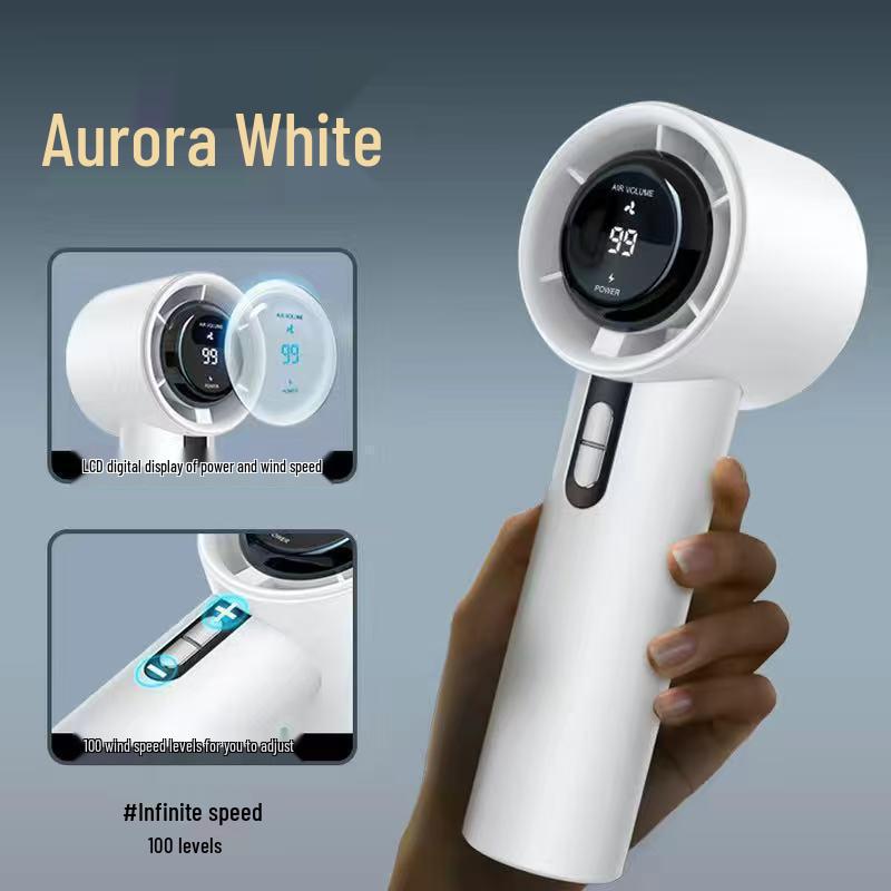 Southeast Asia 638 High-Speed Rechargeable Turbo Handheld Fan with Digital Display - 100-Speed.