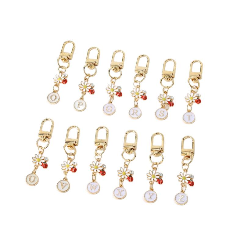 Ladybug A-Z Alphabet Pendants Keyring Initials 26 Letters Keychains Handbag Ornaments Diy Girls Kids Jewelry Gifts