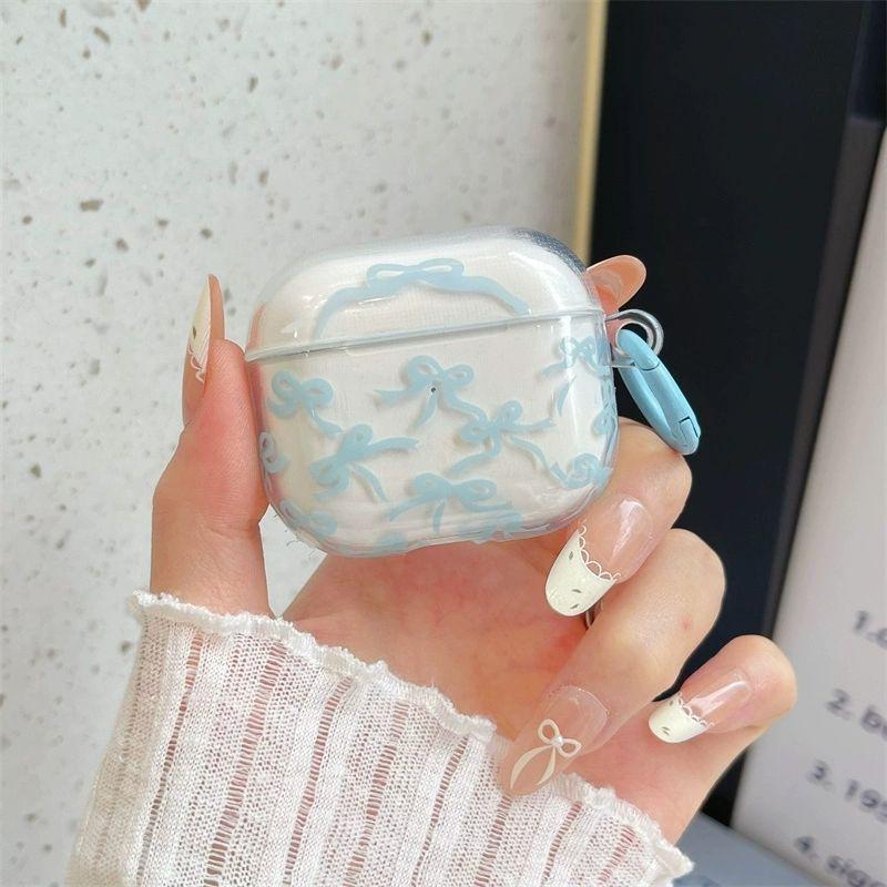 Pink Bow Designed Case For AirPods 4 3 1 2 Gen TPU Earphone Protecitve Case For AirPods Pro 2/Pro Cover with Keychain Accessory