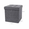 SONGMICS Folding Storage Ottoman Stool Footrest and Textile Linen Dark Grey 38 x 38 x 38 cm lsf27z