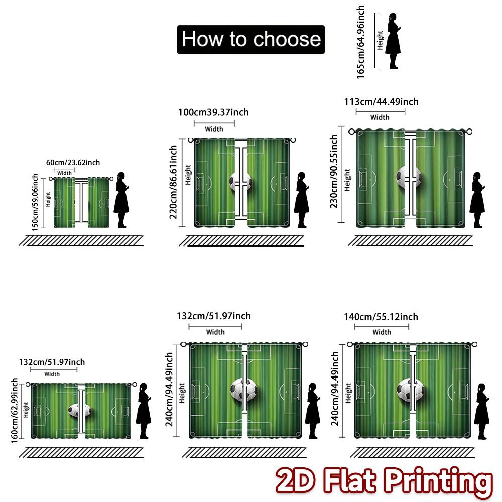Imprimare plată 2D 2 buc Perdea Petrecere Perdea Minge de Fotbal pe Teren Draperii din Poliester Imprimare Digitală Decor Festiv pentru Perete pentru Interior