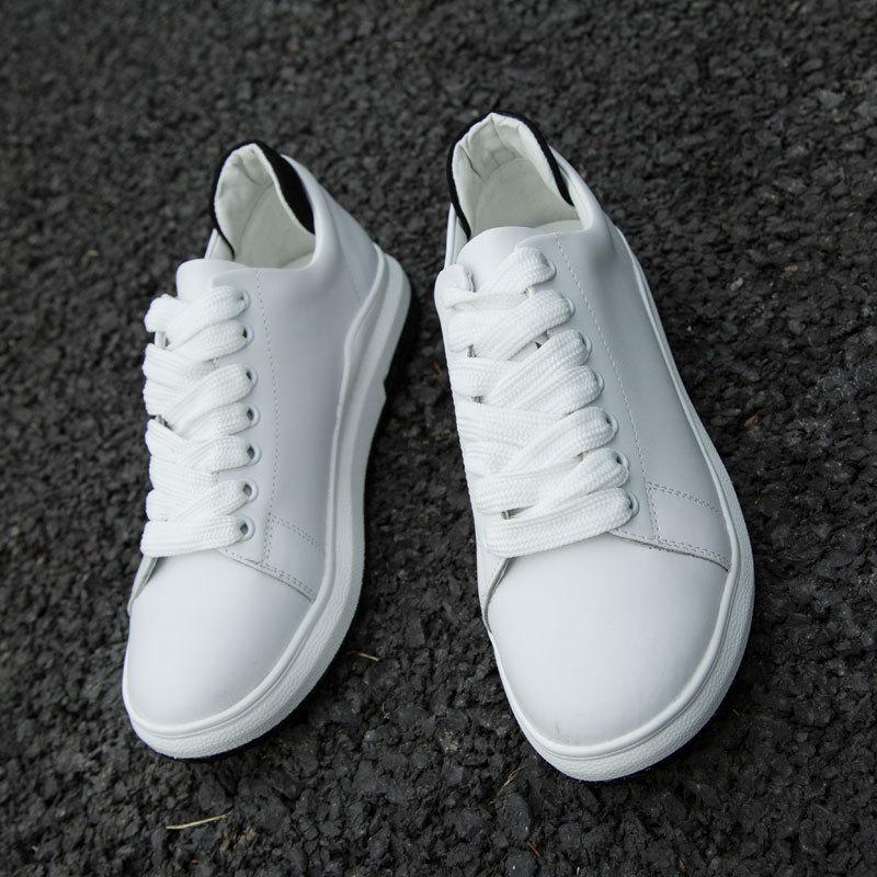 2017 spring and summer Korean version of little white shoes leather casual shoes couple sports shoes fashion student wedge heel