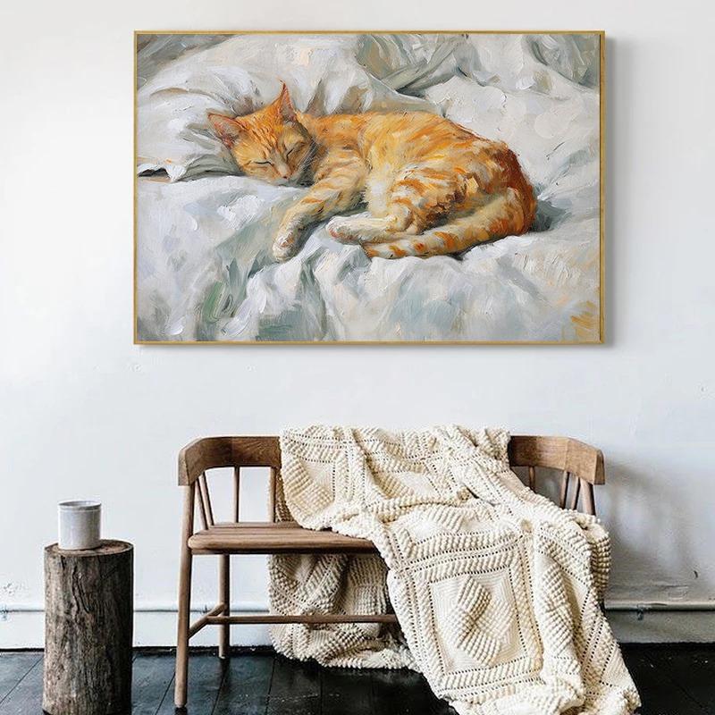 Vintage Easter Rabbit Black Cats Ginger Cat Sleep Swans Duck Owl Animal Poster Canvas Painting Print for Living Room Home Decor