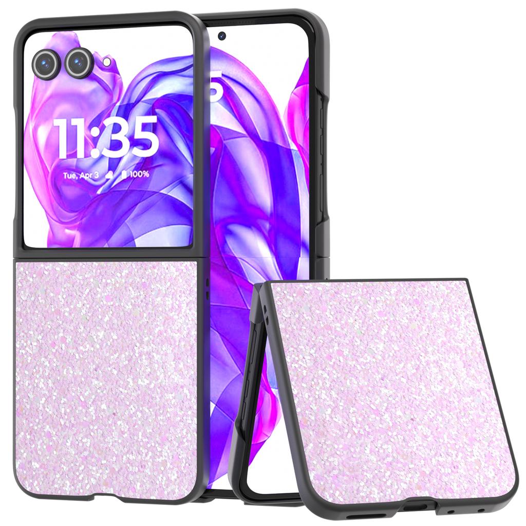 For Motorola Razr 50 Ultra 5G Case Glitter PU Covered PC Phone Shell