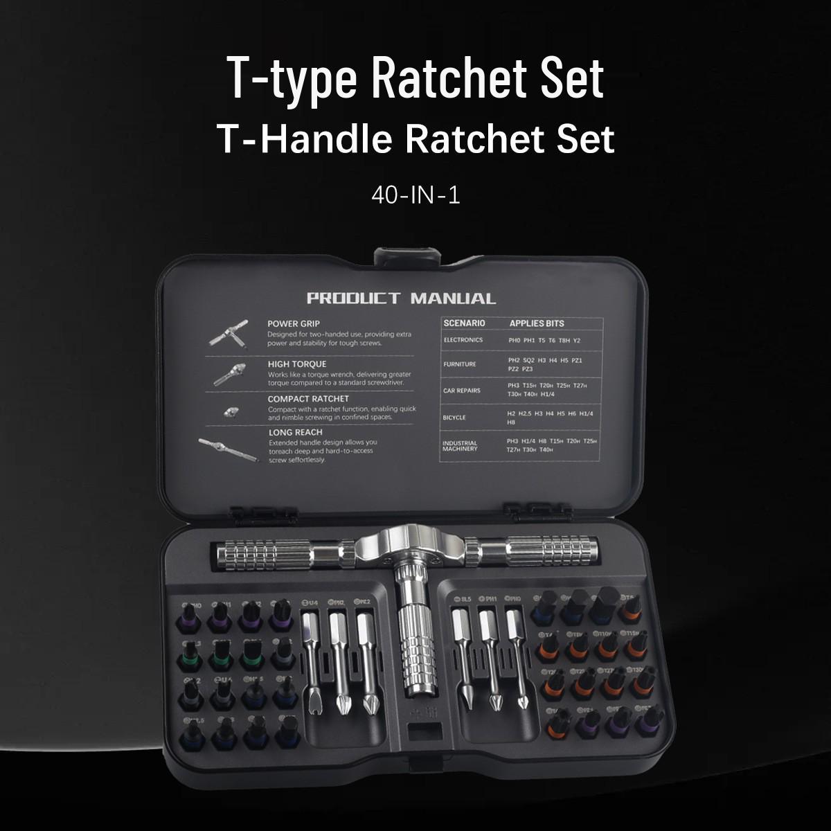 40-in-1 Multifunctional High Hardness S2 Steel Ratchet Screwdriver Set
