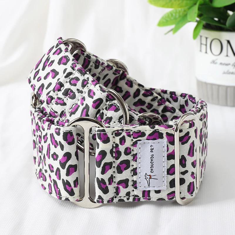 Italienisches Windspiel Whippet Martingale breites verstellbares Hundehalsband gemustertes Baumwollhalsband