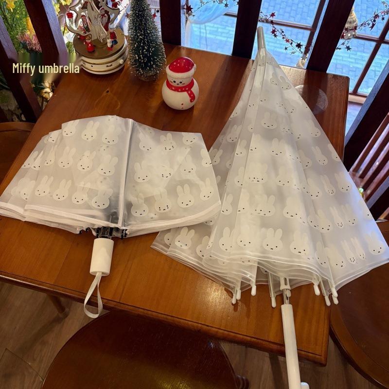 Miffy Dual-Use Transparent Sunny & Rainy Cute Kids' Umbrella - Automatic, Portable, Cartoon Design