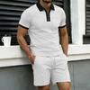 Men's Color Block Summer Polo & Shorts Set