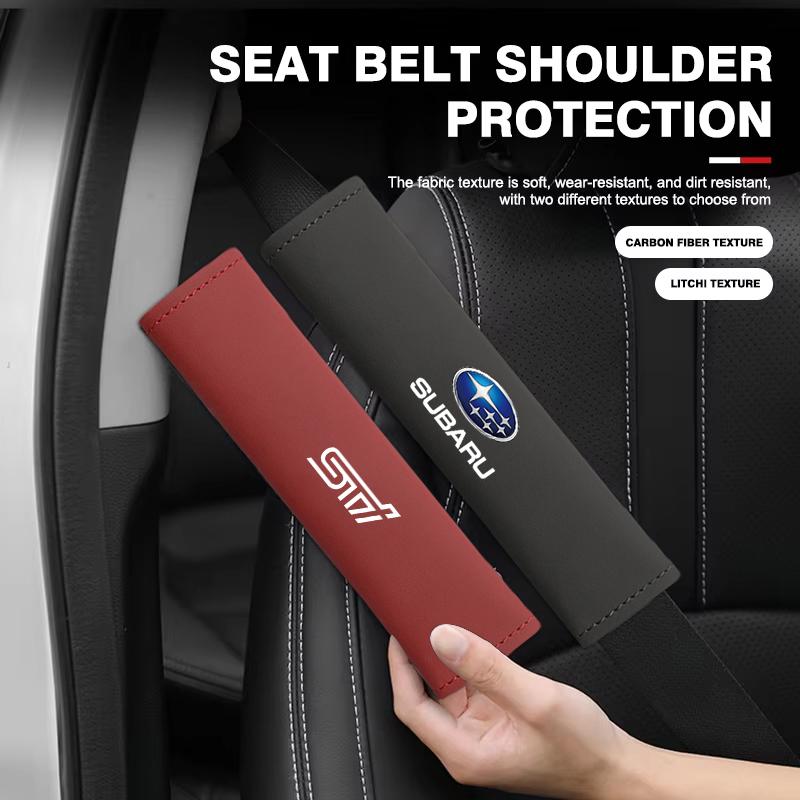 For Subaru Impreza Legacy WRX STI BRZ Forester Outback Levorg Exiga 2Pcs Leather Car Seat Belt Covers Shoulder Protection Pads AA9