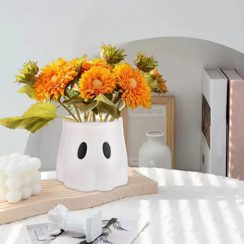 Durable Plastic Halloween Ghost Bucket Ghost-Themed Candy Bowl Ghost Planter  Home Decor