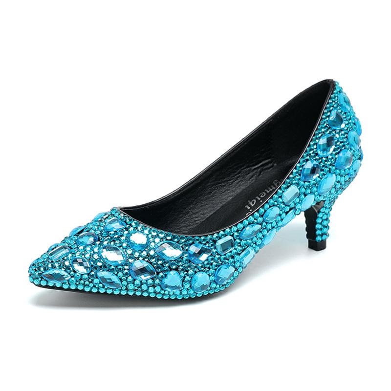 

Fashion 5cm Colored Rhinestone Pointed Shoes Women s Single Shoes Wedding Banquet Shoes Pumps Women Footwear Tacones Zapatos De Mujer 43