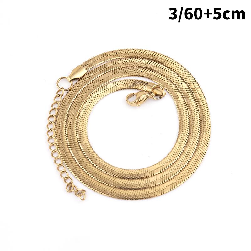 Personality Simple All-Match Hip-Hop Clavicle Chain Light Luxury European American Titanium Steel Non-Fade Flat Snake Bone Chain