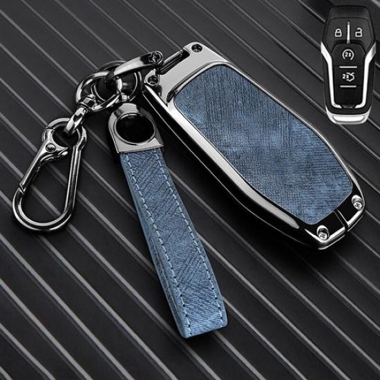 Zinc Alloy Leather Car Smart Key Fob Case Cover Bag For Lincoln MKX MKZ MKC
