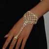 Versatile Rhinestone Hand Chain Fashion Finger Chain Ring Bracelet  for Weddings