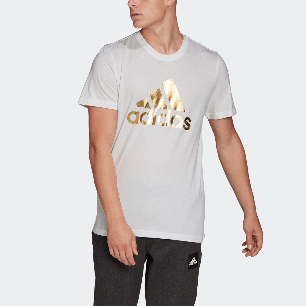 Adidas T Shirts Men's White Crew Neck Moderate Straight Fit FN1736