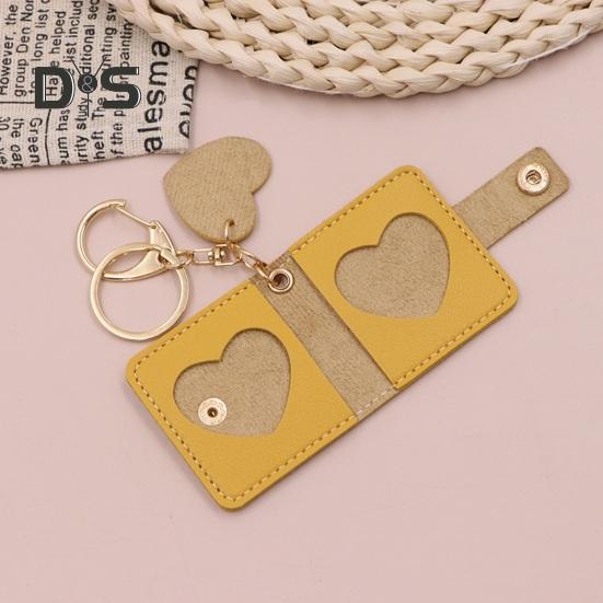Brelok do kluczy ze zdjęciem rodzinnym Mini album Sztuczna skóra Personalizowany uchwyt na zdjęcia Styl retro Etui na karty Kółko do kluczy