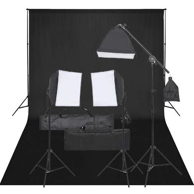 Vidaxl Fotograficzny Zestaw Studyjny Z Lampami I Tłem