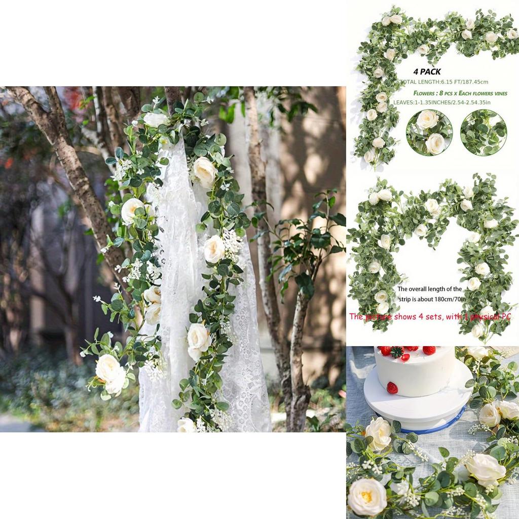 Artificial Rose And Vine Wall Hanging Wedding Decor With Plastic Material For Event Decoration