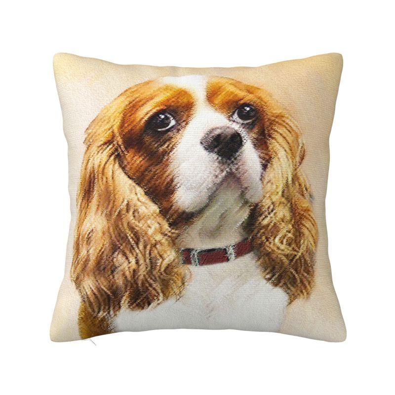 Custom Modern Cavalier King Charles Spaniel Cushion Cover for Sofa Velvet Cartoon Dog Pillow Case Bedroom Decoration