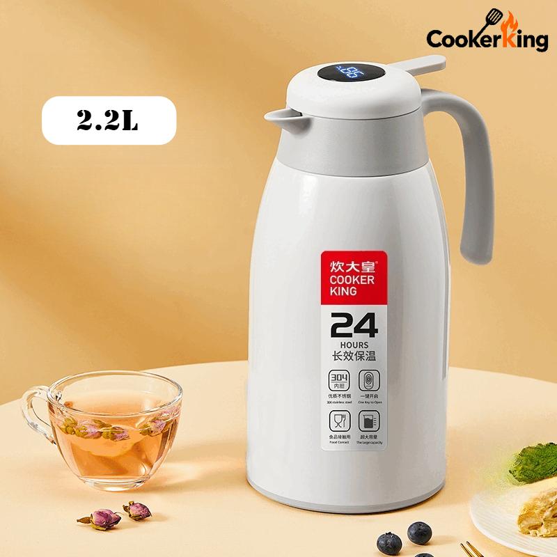 

COOKER KING 2.2L Insulated Water Bottle Intelligent Temperature Display Stainless Steel Coffee Pot Thermos Kettle Travel Kettle 2.2L белый