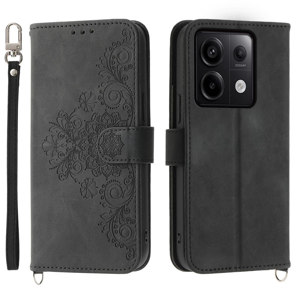 Pour Xiaomi Redmi Note 13 Pro 5G/Poco X6 5G Étui Multi Fentes pour Cartes Housse en Cuir PU Motif Fleur