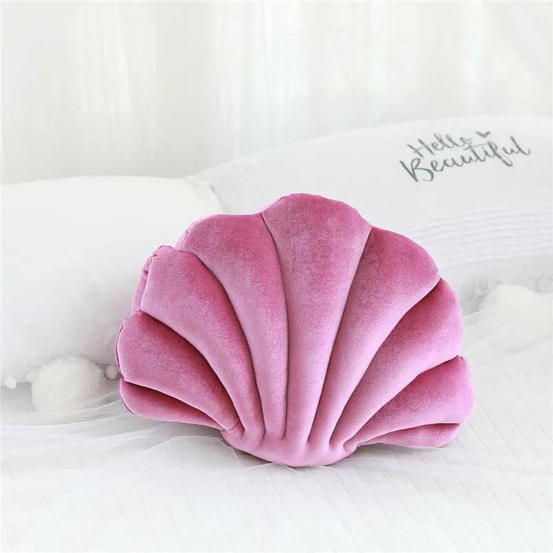 

Имитация морской ракушки плюшевая подушка детская кукла декоративная подушка подарок на день рождения для девочек украшение дома 32x25cm вино красного