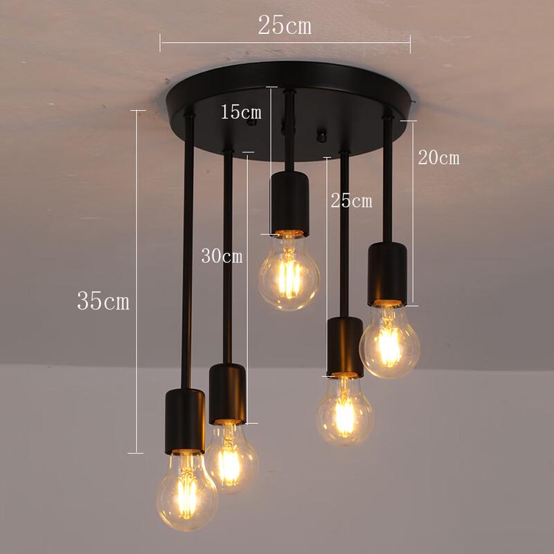 oeny Wrought Iron 5-Head Pendant Ceiling Light