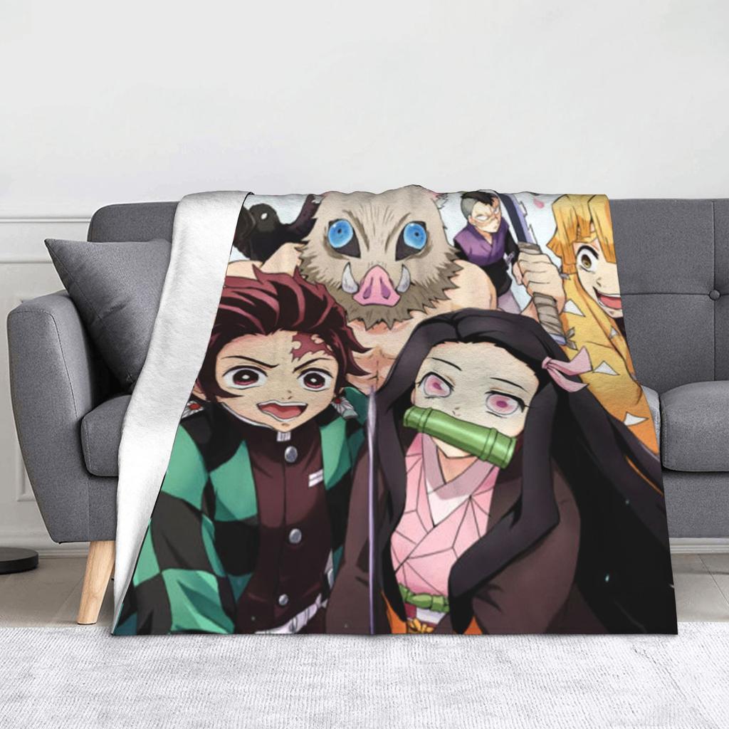 Kyojuro Rengoku Kimetsu No Yaiba Blanket Velvet Spring Autumn Japanese Anime  Multifunction Throw Blanket for Sofa Bedroom Quilt