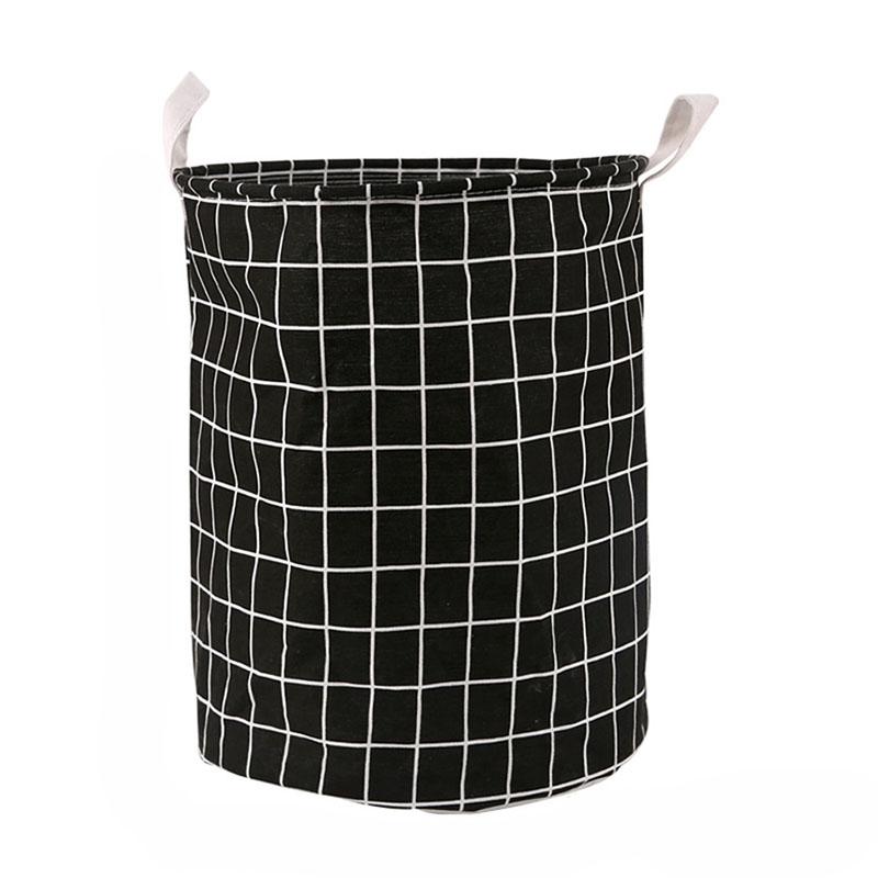 Multifunctional Cotton and Linen Lattice Dirty Clothes Basket Clothes Toys Sundries Storage Bucket Foldable Dirty Clothes Basket
