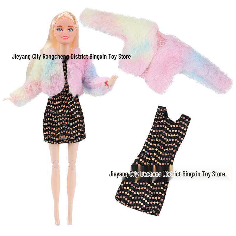 11-Inch Barbie Doll 3-Piece Fashion Set: Woolen Coat & Dress