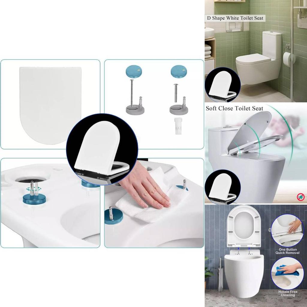 Universal White Toilet Seat Cover Soft Close Quick Install Durable Urea Resin Thick Design
