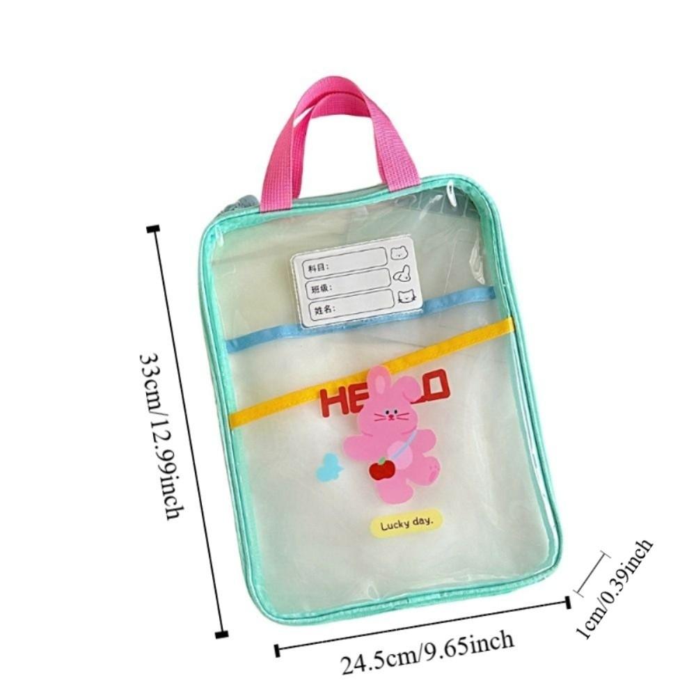 Transparent Cartoon File Bag Rabbit File Folder Bag Sorting Bag Test Paper Storage Bag  Kids