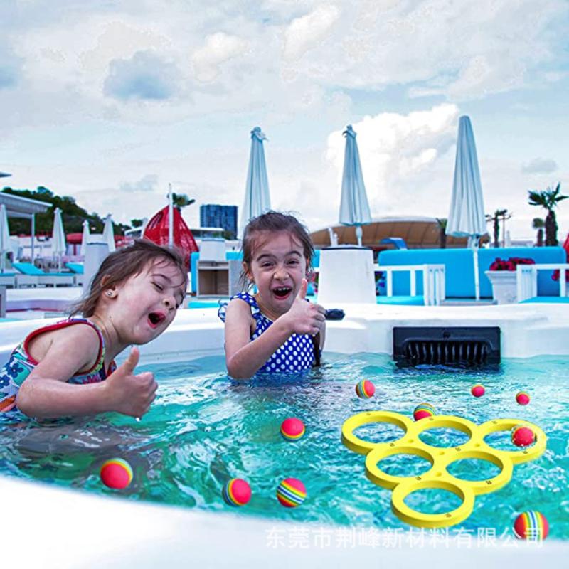 1 Set Eva Throwing Circle Fun Splash Water Sports Floating Pool Game Toy With 10/12 Rainbow Balls Throwing Game Water Sports