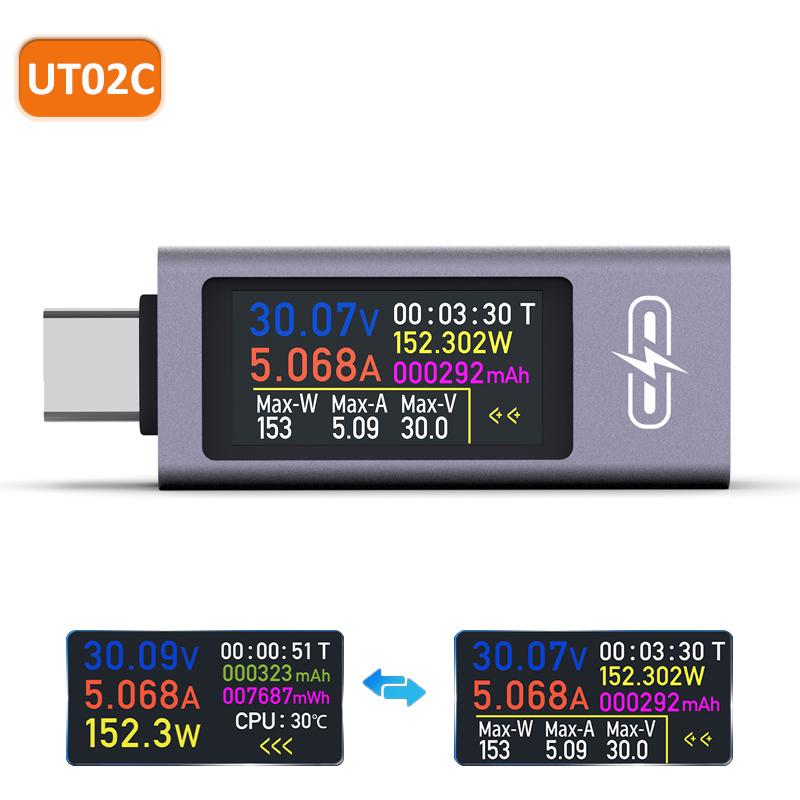 Type-C/USB Tester DC 4-30V Multi-function Digital Voltage Ammeter Power Meter Type-c Cell Phone Fast Charger Capacity Tester