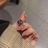 Black Camellia Adjustable French Style Trendy Index Finger Ring for Women