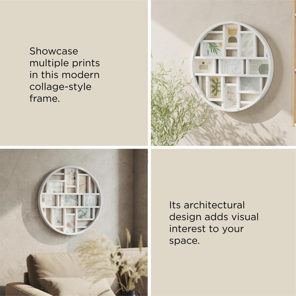 Umbra LUNA Photo Frame, White, 9-Panel, Multi-Plate Photo Display