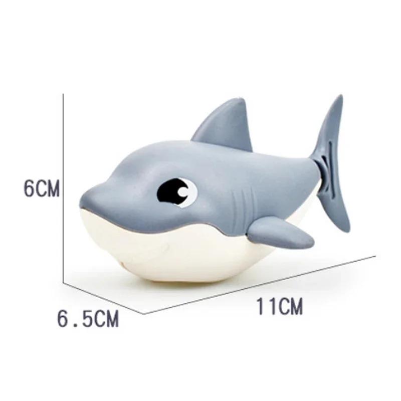 Baby Summer Cartoon Shark Water Play Toy With Wind Up Chain Outdoor Beach Swimming Clockwork Toys Baby Bathroom Toy For Children