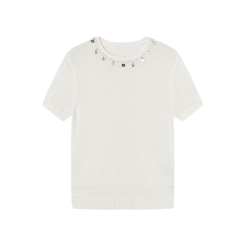 

Women s Sequin Knit Short Sleeve Top S