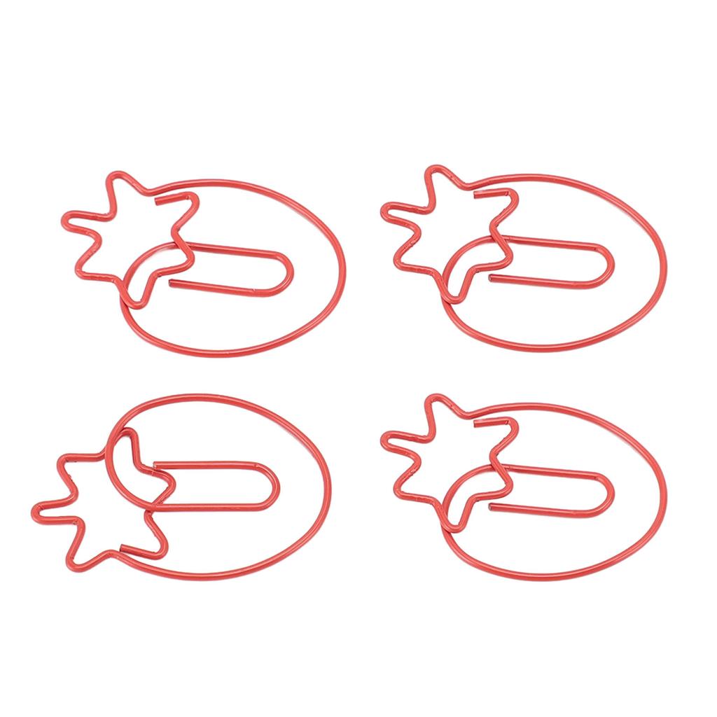 100pcs Strawberry Paper Clips Electroplated Iron Wire Fruit Paper Clips Portable Vibrant Bookmark