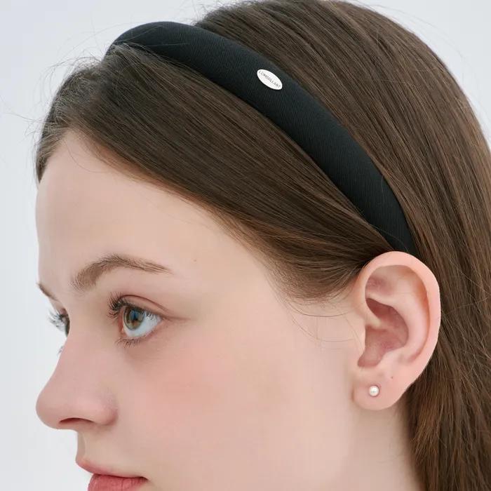 Signature Logo Black Ribbed Hairband