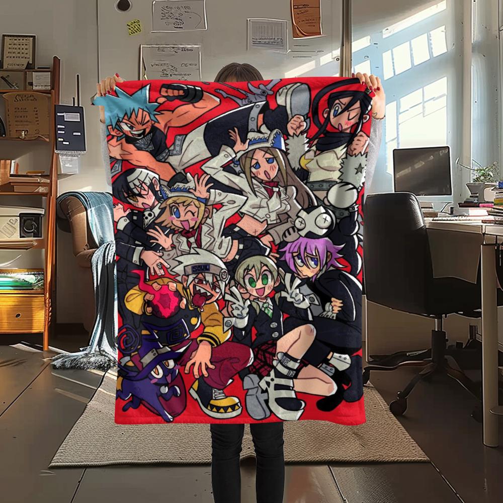 1PC Soul Eater Print Flannel Blanket, High quality Comfortable for All Seasons, Home Decor, Warmth and Comfort, Perfect for Christmas Gifts172
